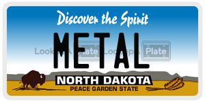 METAL  license plate in ND
