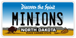 MINIONS  license plate in ND