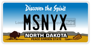 MSNYX license plate in North Dakota