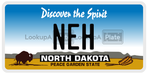 NEH license plate in North Dakota