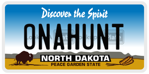 ONAHUNT  license plate in ND