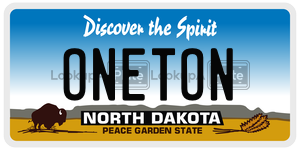 ONETON  license plate in ND