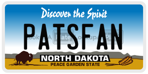PATSFAN  license plate in ND