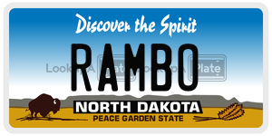 RAMBO  license plate in ND