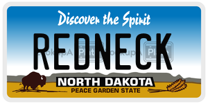 REDNECK license plate in North Dakota