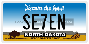 SE7EN  license plate in ND
