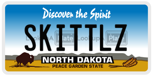 SKITTLZ license plate in North Dakota