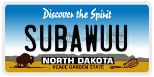 SUBAWUU license plate in North Dakota
