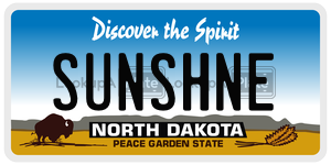 SUNSHNE  license plate in ND