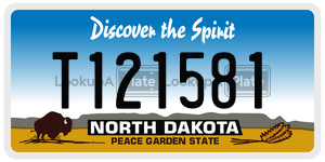 T121581  license plate in ND