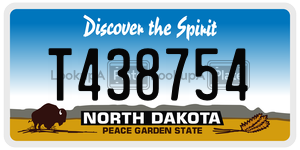 T438754  license plate in ND