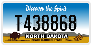 T438868  license plate in ND