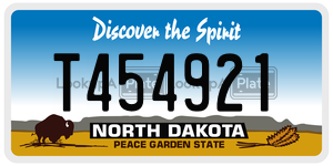 T454921  license plate in ND
