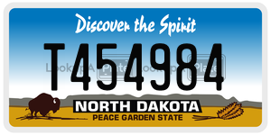 T454984  license plate in ND