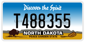 T488355  license plate in ND