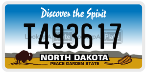 T493617  license plate in ND