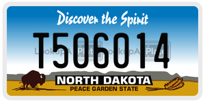 T506014  license plate in ND