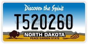 T520260  license plate in ND