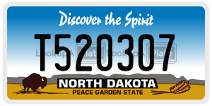 T520307  license plate in ND