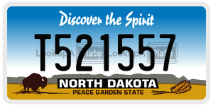 T521557  license plate in ND
