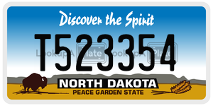T523354 license plate in North Dakota