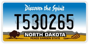 T530265  license plate in ND