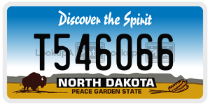 T546066  license plate in ND