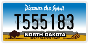 T555183  license plate in ND
