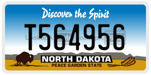 T564956  license plate in ND