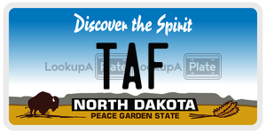 TAF license plate in North Dakota