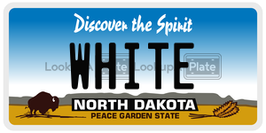 WHITE  license plate in ND