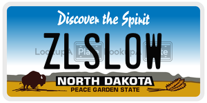 ZLSLOW license plate in North Dakota