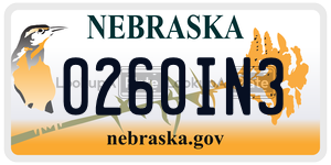 0260IN3  license plate in NE