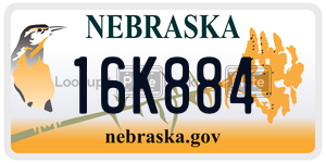 16K884  license plate in NE