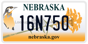 16N750  license plate in NE