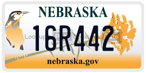 16R442  license plate in NE