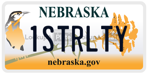 1STRLTY license plate in Nebraska