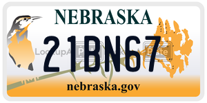 21BN67  license plate in NE