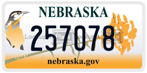 257078  license plate in NE