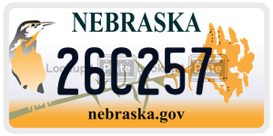26C257 license plate in Nebraska