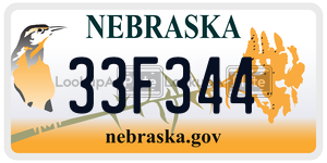 33F344 license plate in Nebraska