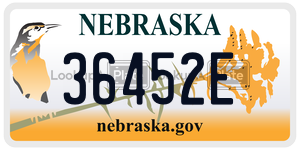 36452E  license plate in NE