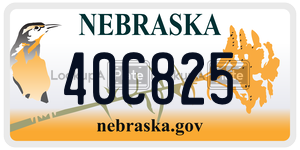 40C825 license plate in Nebraska