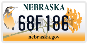 68F186  license plate in NE