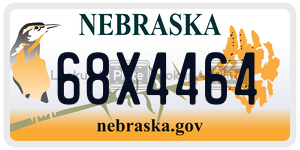 68X4464 license plate in Nebraska