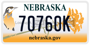 70760K  license plate in NE
