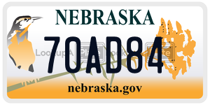 70AD84  license plate in NE