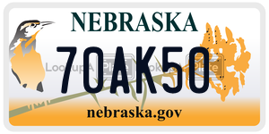 70AK50 license plate in Nebraska