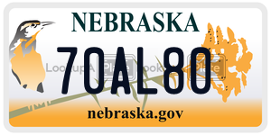 70AL80  license plate in NE