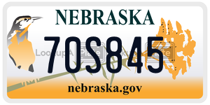 70S845  license plate in NE